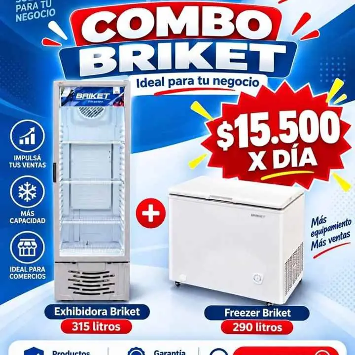 Combo exhibidora y freezer