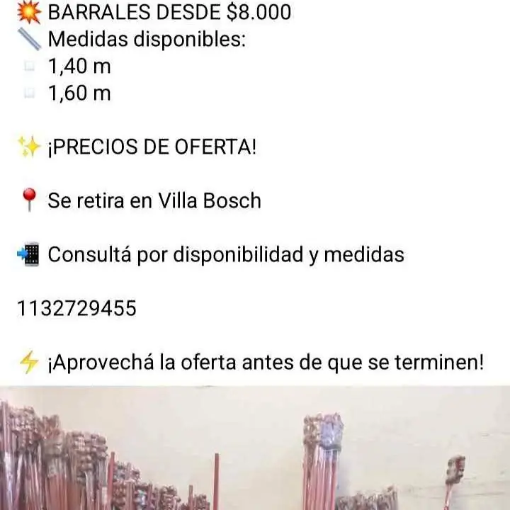 Barral de cortina 1m60 y 1m80