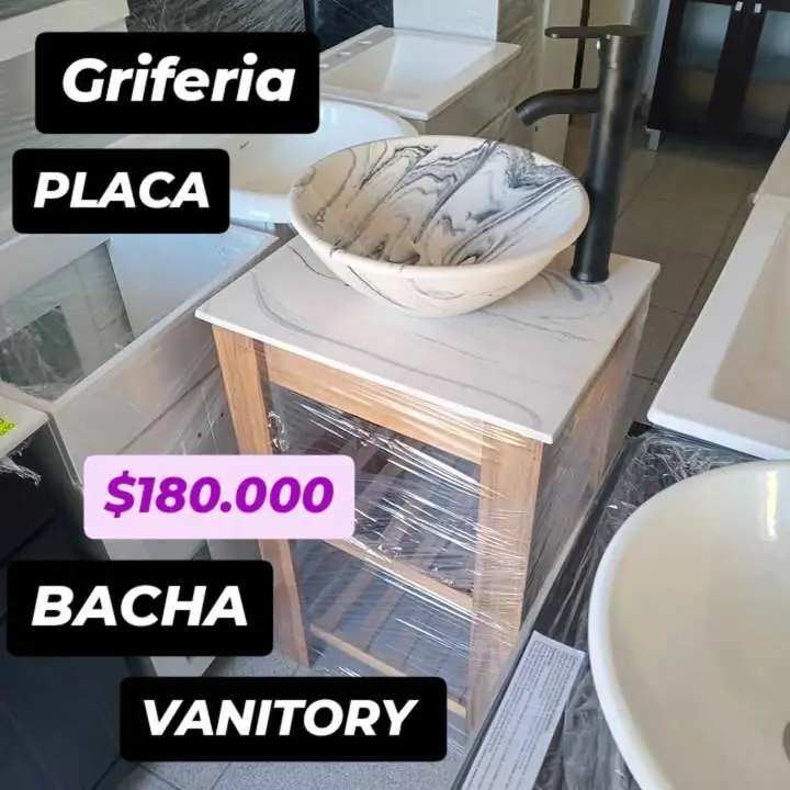 Vanitory completo placa y bacja marmol sintético