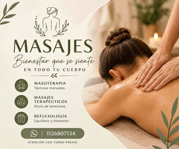 Masajes: masoterapia, reflexologia, masajes terapéuticos