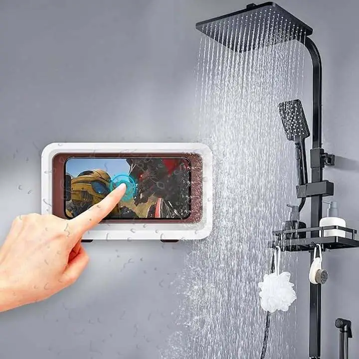 Soporte para celular en la ducha