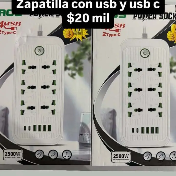 Zapatilla con usb y tipo c