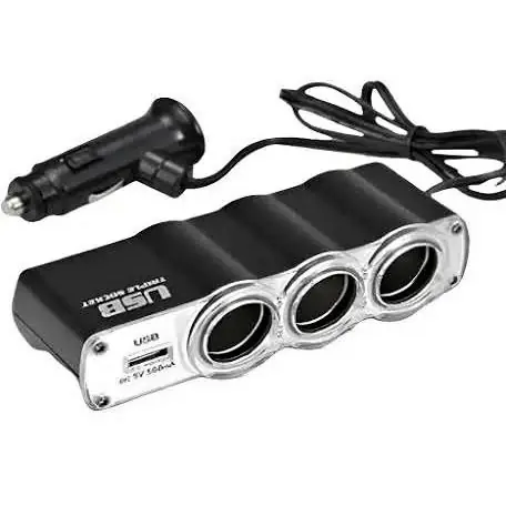 Adaptador 3 bocas 12v para auto