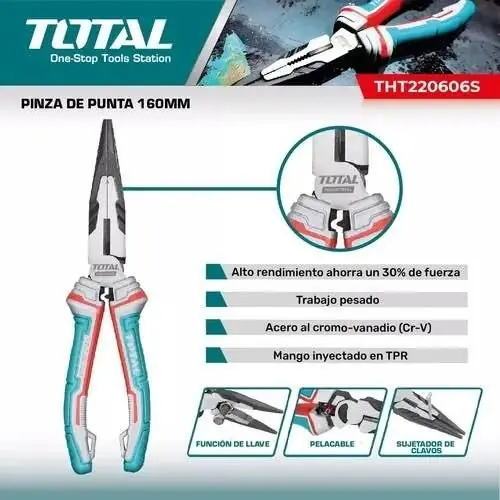 Pinza de punta 6" total industrial