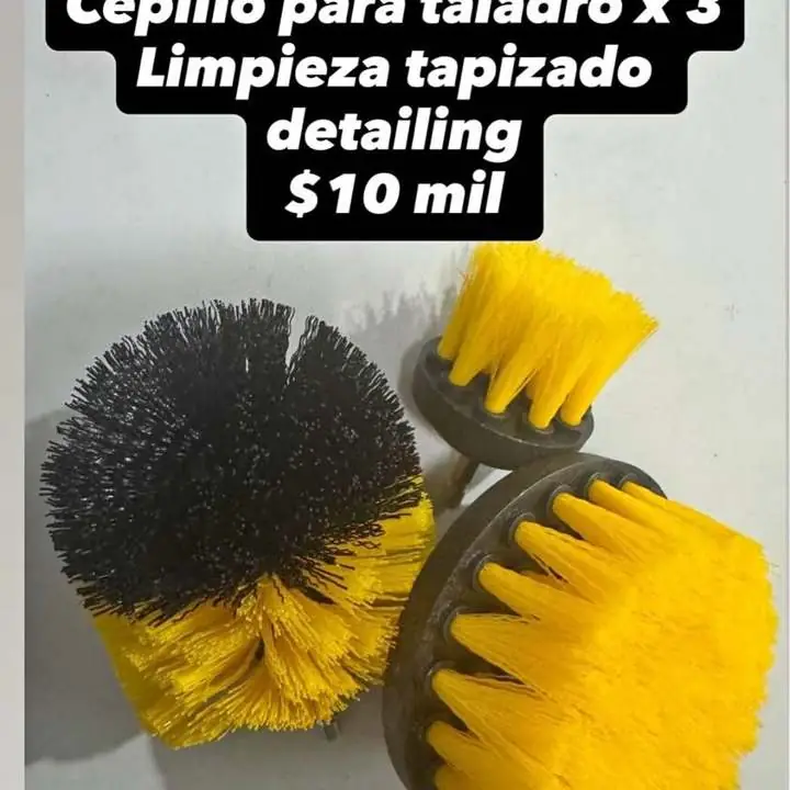 Cepillo para taladro limpieza tapizado detailing