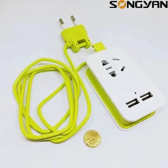 Conector alargue portátil con 2 usb y enchufe