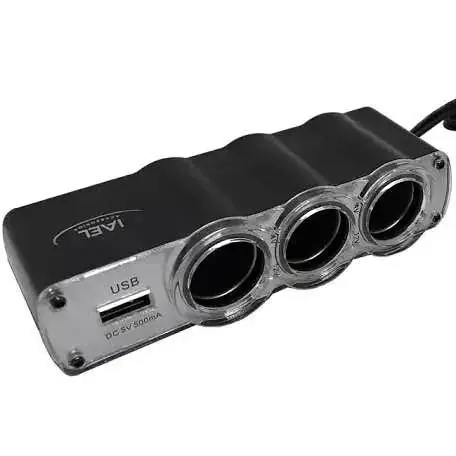Adaptador 12v con 3 tomas 12v y un usb