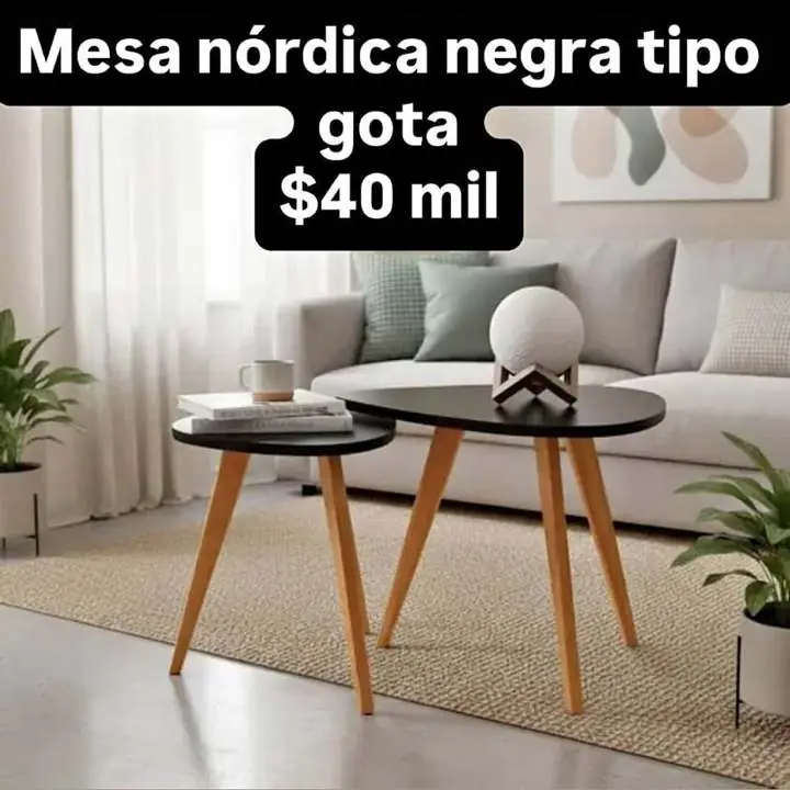 Mesa nórdica tipo gota negra