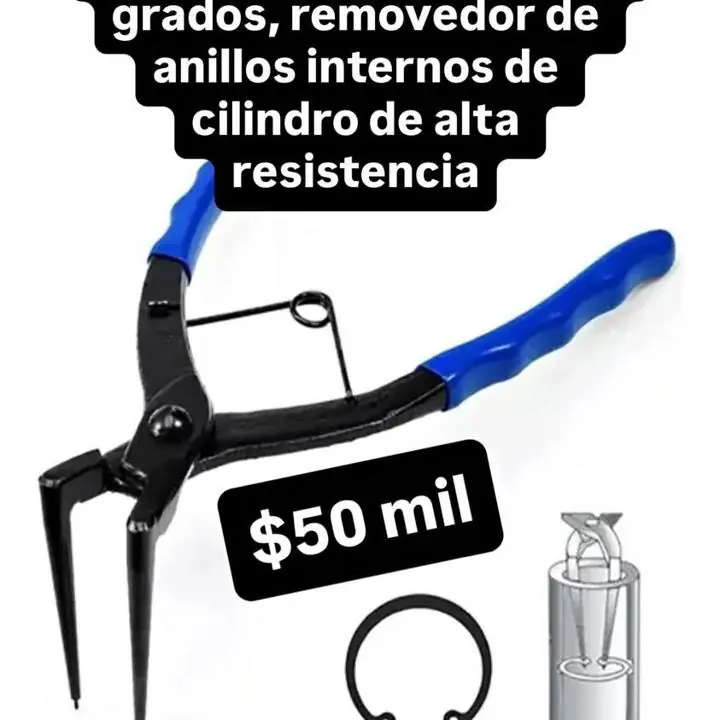 Alicate de flexión 90 grados, removedor de anillos internos de cilindro de alta resistencia