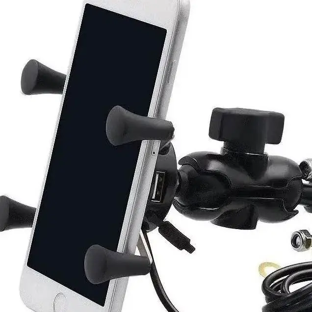 Soporte moto con cargador integrado para espejo