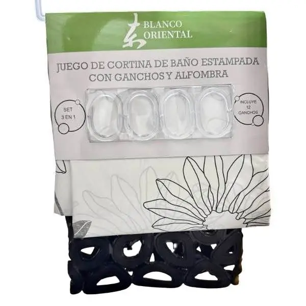Juego cortina de baño con alfombra