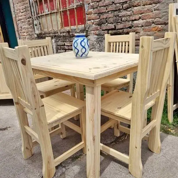 Combo de mesa + sillas de pino refozadas