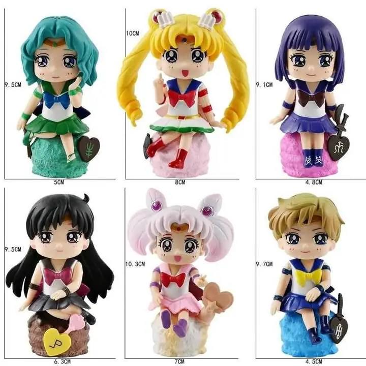 Sailor Moon Set X 6 Figuras 10cm en Bolsa Anime Saior Moon S8227
