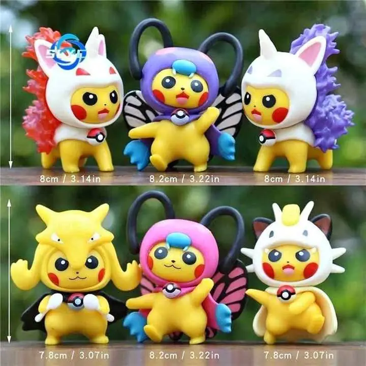 Pikachu Costume Set X 6 Figuras 9cm en Bolsa Anime Pokémon P4620