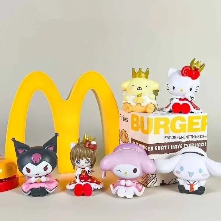 Set de 6 Figuras Sanrio, Cardcaptor Sakura (6-7 cm) con Hello Kitty y Kuromi Mcdonald's S4281