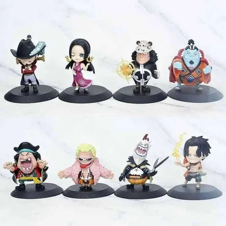 Ace Donquixote Mihawk Boa Jinbei Barba Negra Kuma Moria Set X8 Figuras 9cm Anime One Piece L2342