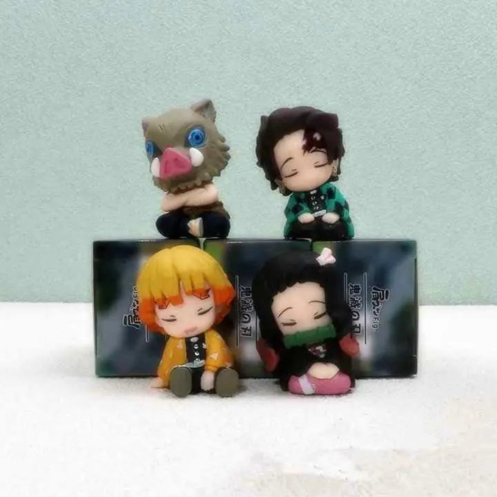 Set X 4 Figuras 5cm en Caja Colección "Me Quede Dormido" Anime Demon Slayer K5350