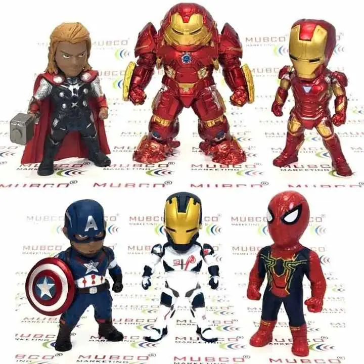 Marvel Avengers Set X 6 Figuras 8cm en Bolsa Spiderman Capitán América Ironman Thor MV004