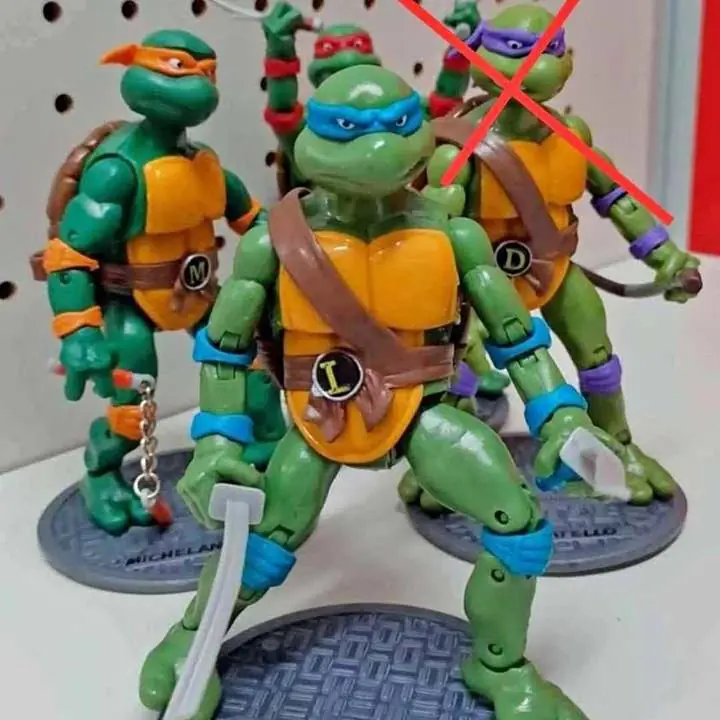 Tortugas Ninja Set 4 Figuras 16cm + Bases en Bolsa Leonardo Raphael Miguel Ángel A0144