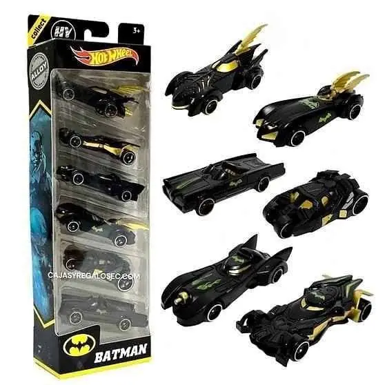 Set de 6 Autitos Batimóvil de Metal Batman Colección Tipo Hot Wheels C9188