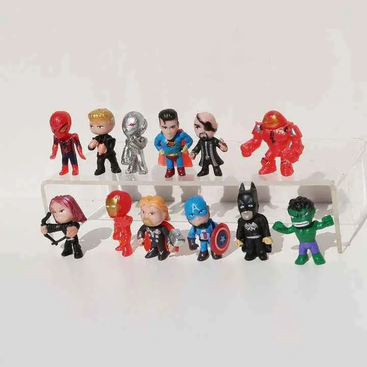 Superman Spiderman Batman Thor Set X 12 Minifiguras 4cm en Bolsa Marvel DC Superhéroes MV027