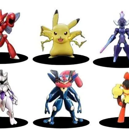 Pikachu Mewtwo Greninja Coruledge Set X 6 Figuras 8cm en Bolsa Anime Pokemon P2587