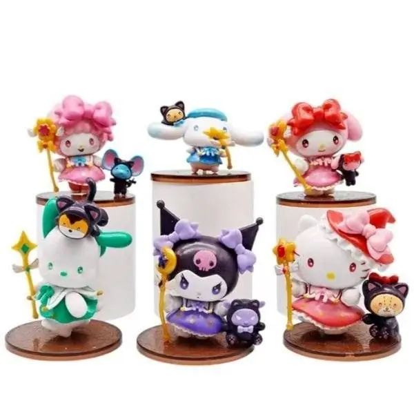 Kuromi Hellokitty Melody Set X 6 Figuas 7cm en Bolsa Starry Night Party Anime Sanrio S4493