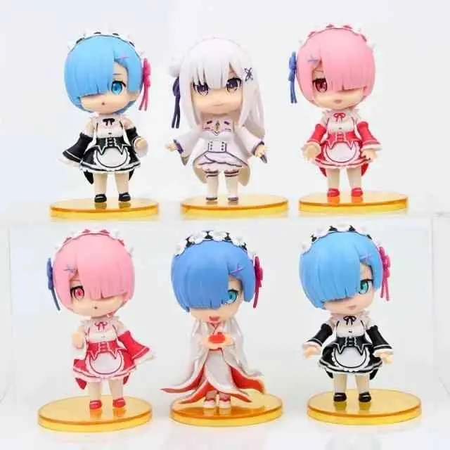 Rem Set X6 Figuras 10cm en Bolsa Anime Rem Anime Re:Zero Starting Life Different World R8256