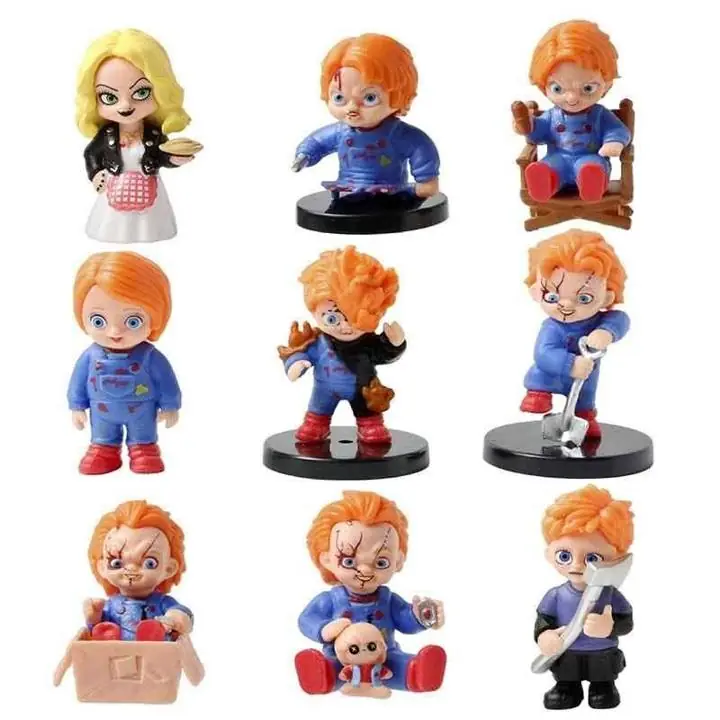Set X9 Figuras Chucky Y Tiffany Colección Terror 6cm en Bolsa P5285