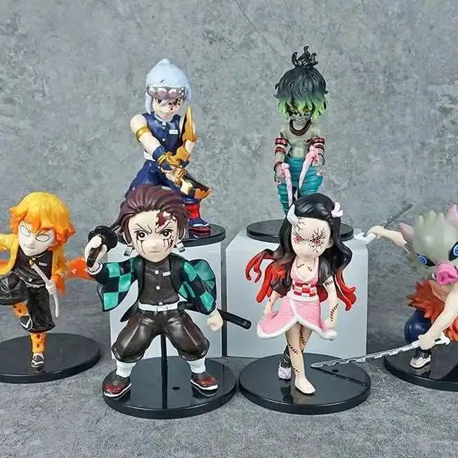 Demon Slayer Set x 6 Figuras 13cm en Bolsa Anime Gyutaro Nezuko Tengen K2557