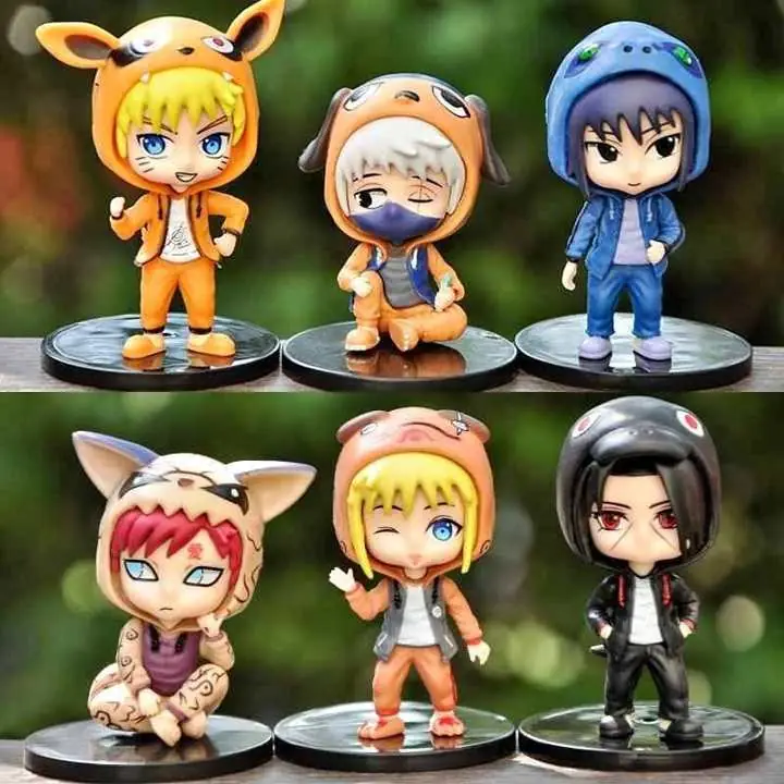 Set X 6 Figuras Naruto Colección Pijamas Chibi Anime 9cm N5155