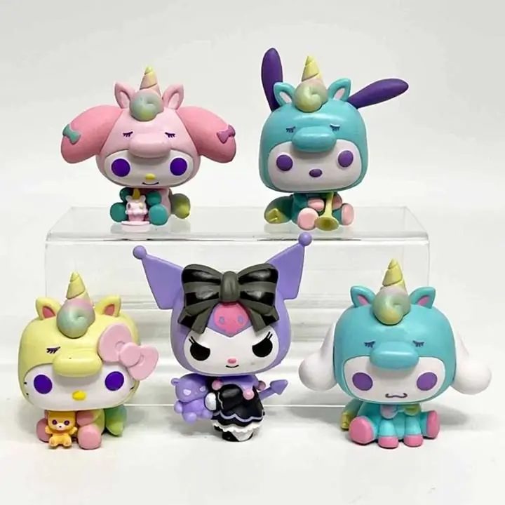 Kuromi Melody Cinnamoroll Pochacco Unicorn Party Set X 5 Figuras 10cm en Bolsa Sanrio S4453