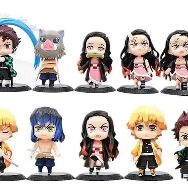 Tanjiro - Nezuko - Inosuke - Zenitsu Set X 10 Figuras 10cm en Bolsa Anime Demon Slayer K2780