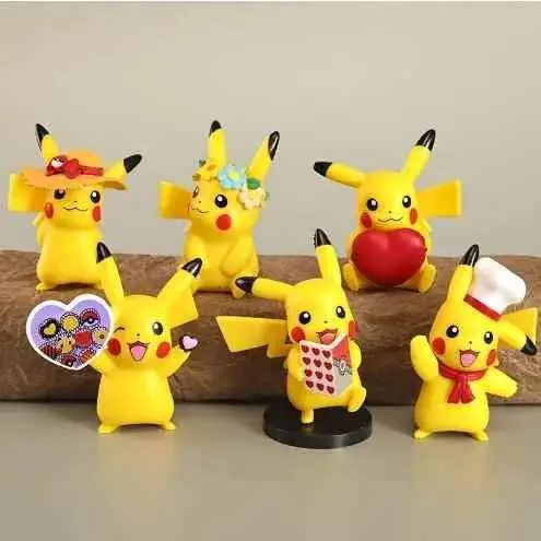 Pikachu Set X 6 Figuras 8cm en Bolsa Anime Pokemon P2290