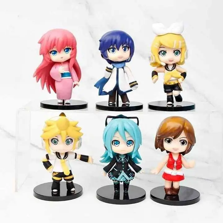 Piapro Set X6 Figuras 10cm Bolsa Miku - Luka - Meiko - Kaito - Kagamine - Rin Len Anime M1572