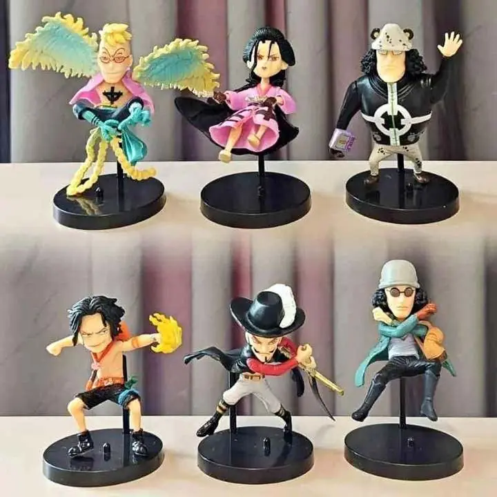 One Piece Set X 6 Figuras 9 cm en Bolsa Ace Marco Robin Mihawk Bartholemew Kohza Anime L1671