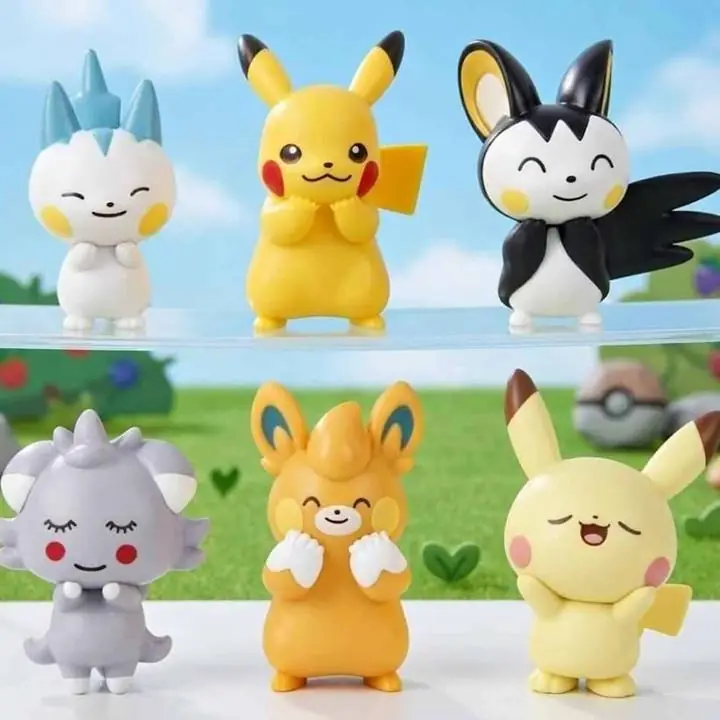 Pikachu Emolga Pachirisu Set X 6 Figuras 8cm en Bolsa Anime Pokémon SuriSuri Mascot P3498