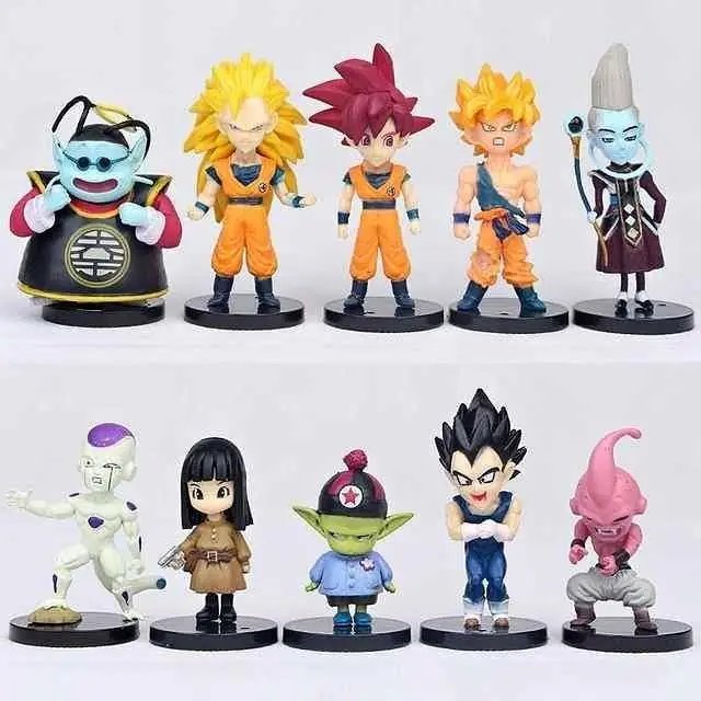 Dragon Ball Super Set X10 Figuras 8cm Bolsa Anime Kaiosama Goku Vegeta Whis Majin Buu D2006