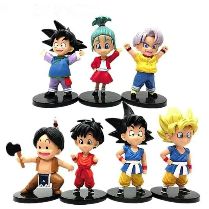 Dragon Ball Set X 7 Figuras 11cm en Bolsa Anime Goku Bulma Upa Goten Videl Trunks D2040