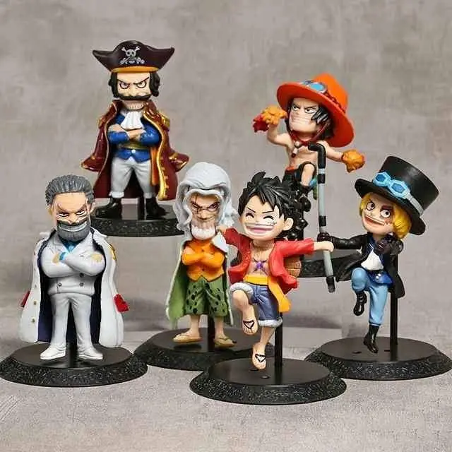 One Piece Set X 6 Figuras 10cm en Bolsa Anime Luffy Ace Sabo Gold Silver Rayleigh L1658
