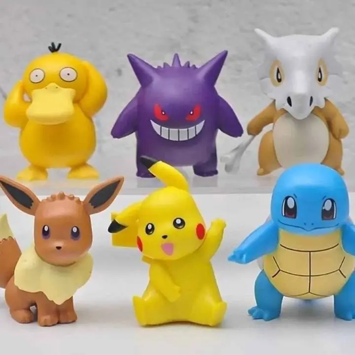 Pikachu, Gengar, Squirtle, Eevee, Psyduck y Cubone Set X 6 Fig 7cm en Bolsa Anime Pokémon P8177