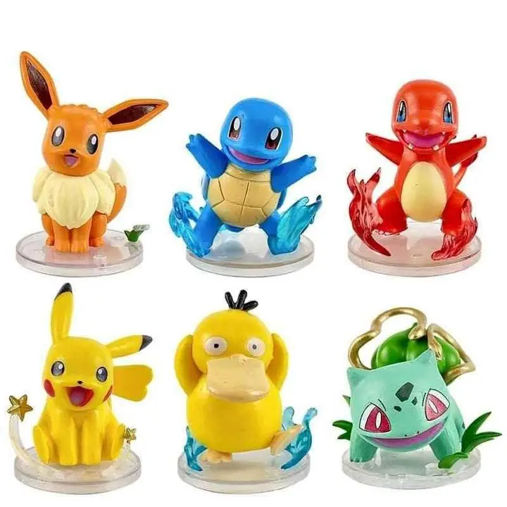 Pikachu Squirtle Bulbasaur Psyduck Charmander set X 6 Figuras 7cm Bolsa Anime Pokémon P2961