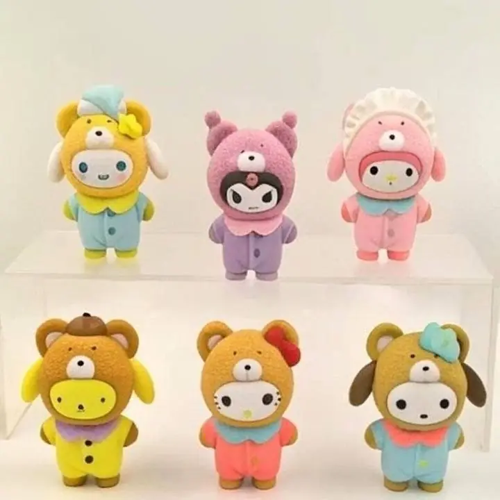 Melody Kuromi Cinnamoroll Outfits Latte Baby Set 6 Figuras 7cm en Bolsa Anime Sainrio S4279