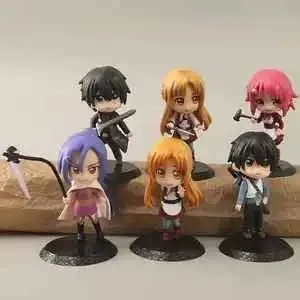 Sword Art Online Set X 6 Figuras 10cm Anime Kirito Asuna SAO A1920