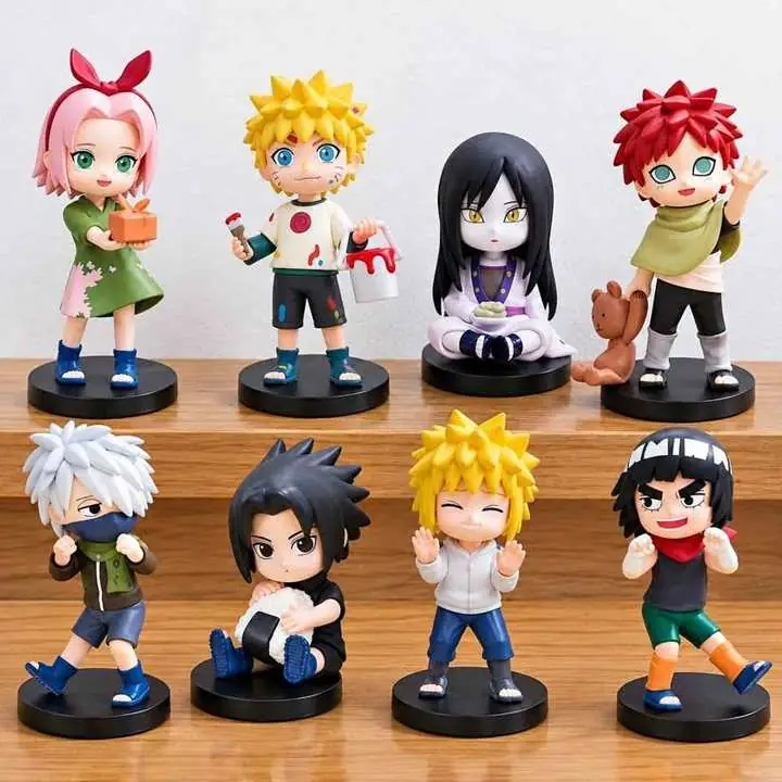 Sakura Minato Gaara Guy Sasuke Kakashi Set X 8 Figuras 10cm en Bolsa Anime Naruto N5579
