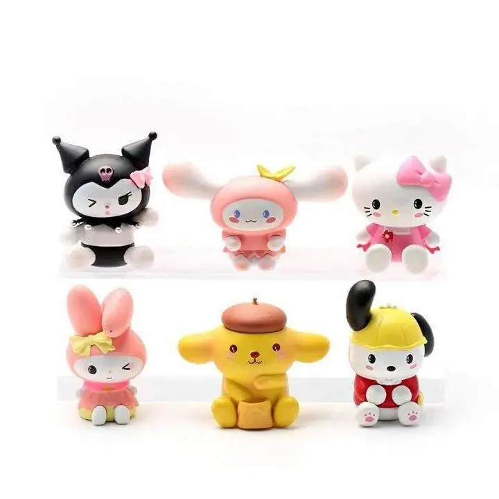 Hello Kitty - Kuromi - Melody - Pompompurin Set X 6 Figuras 5cm en Bolsa Anime Sanrio K1906