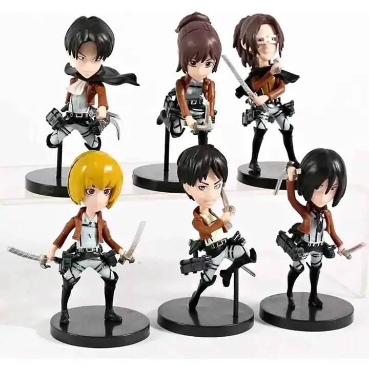 Levi Eren Mikasa Set X 6 Figuras 9cm en Bolsa Anime Attack on Titan A8314