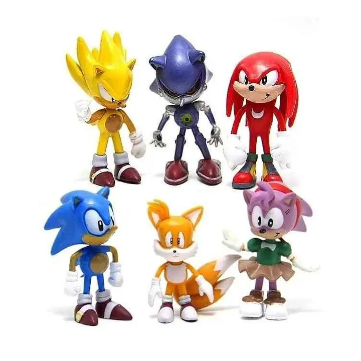 Sonic The Hedgehog set X6 figuras 6cm en Bolsa Knuckles Amy Tail SK004