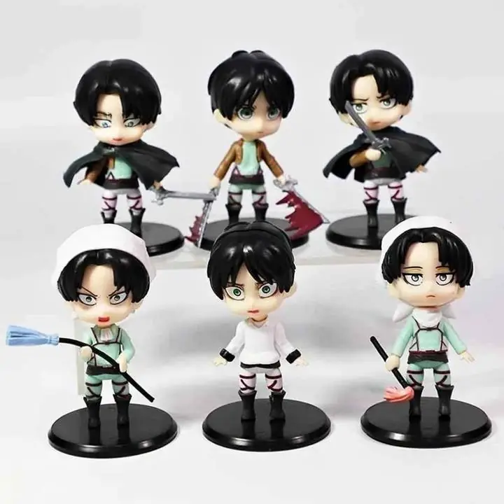 Eren & Levi Set X 6 Figuras 10cm en Bolsa Anime Shingeki no Kyojin Attack on Titan S1210