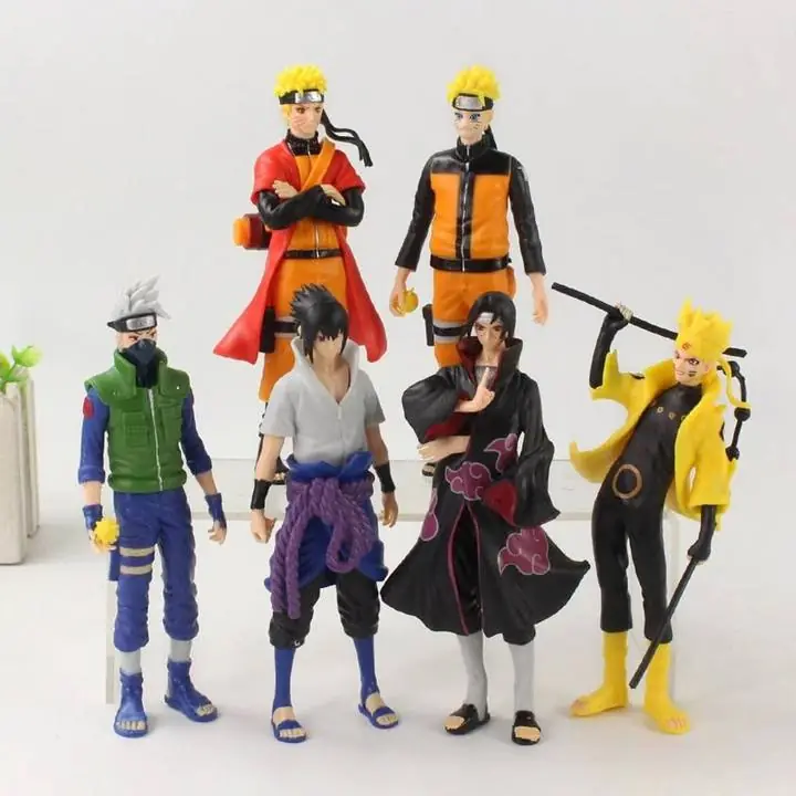 Naruto Set x 6 Figuras en Bolsa 17cm Sasuke Itachi Kakashi Minato Anime N7741